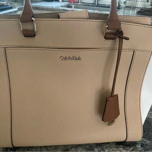 Calvin Klein beige and cream large tote bag